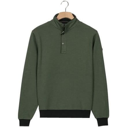 Baileys Trui Half Zip And Press Buttons Collar Jacquard Subtle Texture Sweat Dark Forest / male