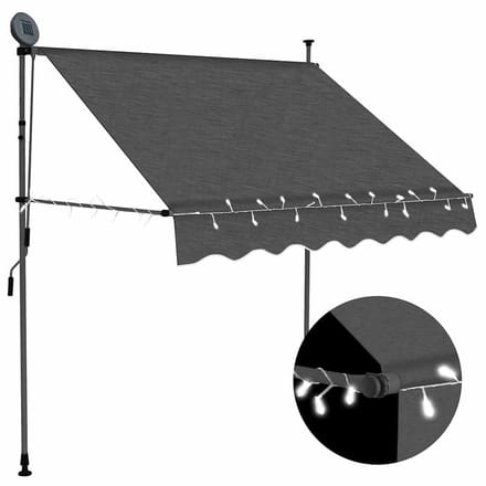 vidaXL - Luifel - handmatig - uitschuifbaar - met - LED - 100 - cm - antracietkleurig