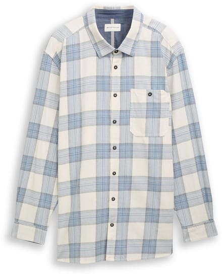 Tom Tailor - Plus Size - Overhemd met ruitjesmotief - Maat 4XL - white light blue check