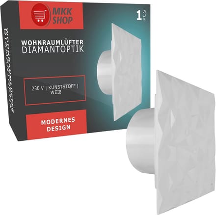 Badkamerventilator met Vochtigheidssensor en Diamantpaneel Ø 100 mm