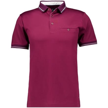 Ragman Polo Uni Contrast Detail Mercerized Cotton Mulberry / male