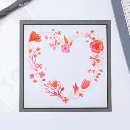 Layered stencil heart wreath - Sizzix