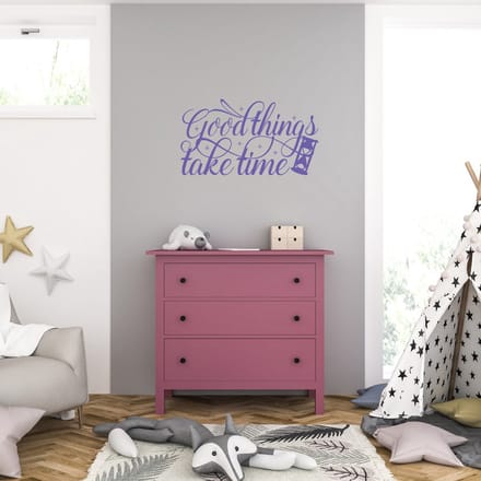Muursticker - Good Things Take Time - 40,6 x 72,8 - Paars