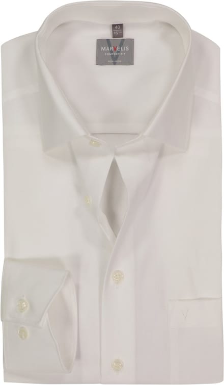 MARVELIS comfort fit overhemd - beige - Strijkvrij - Boordmaat: 42