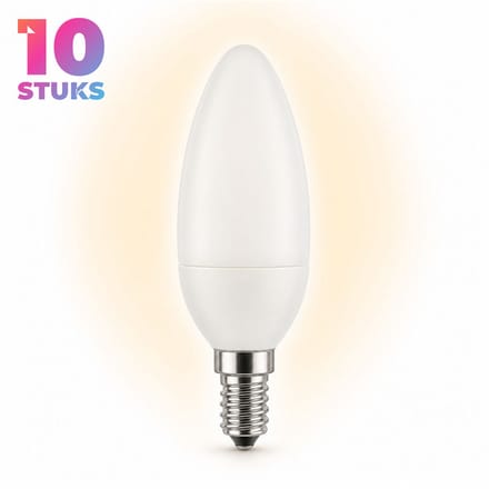 10x Kaarslamp Spaarlamp E14 - 11W - Warm Wit Licht (2700K) - 600 lm - 10 jaar - Niet Dimbaar