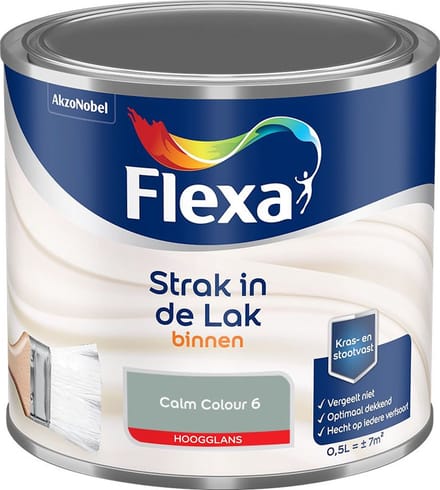 Flexa - Strak In De Lak Binnenlak Hoogglans - Calm Colour 6 - Mengverf - 500 Ml