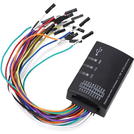 Logische Analysator 16 Kanaals 100M Samplefrequentie Compacte USB Logische Analysator voor Windows black