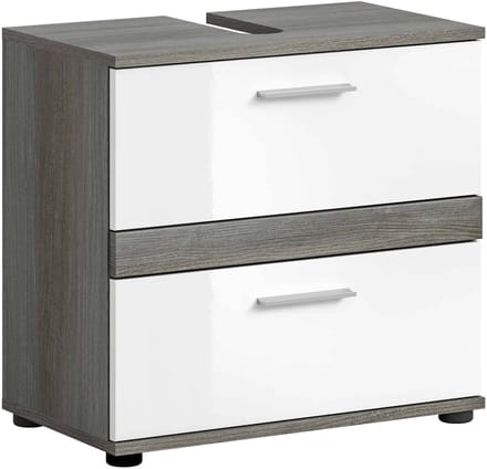 Blake wastafelmeubel wit hoogglans MDF TZ rookzilver NB - 34x60x57cm