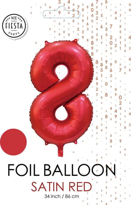folieballon cijfer 8 mat rood metallic