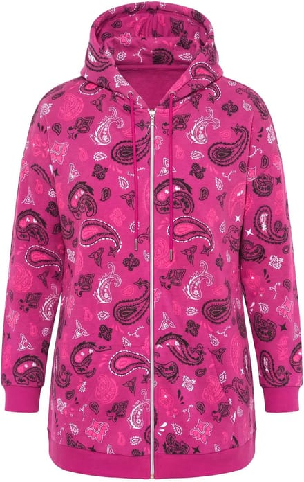 Angel of Style - Dames - Sweatvest oversized paisley capuchon - Licht heide - Maat 48