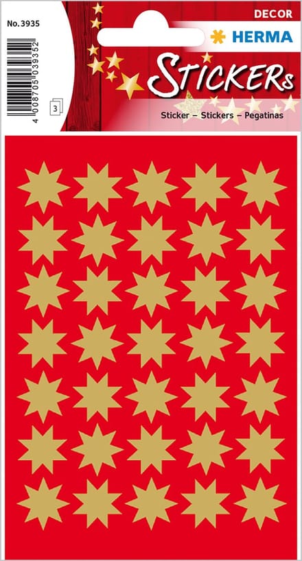 HERMA 3935 Stickers Décor Kerst 8-puntig, goud Ø 16 mm