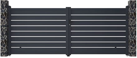Vente-unique Draaihek van openewerkt aluminium L 397 x H 165 cm antraciet - PRIMO