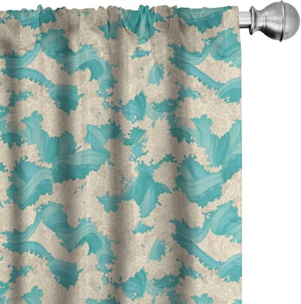 ABAKUHAUS golfgordijnen – 2x75x175 cm – microvezel – turkoois/beige
