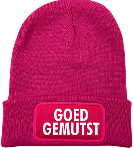 Goed gemutst wintermuts fuchsia | wit - soBAD. | Wintersport | Unisex | Skimuts | Muts | Kou | met grappige tekst | Winter | Beanie
