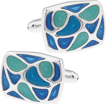 Amanto Manchetknopen Engin - 316L Staal - Blauw - 15x20mm