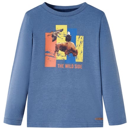 vidaXL Kindershirt met lange mouwen 116 gemêleerd blauw
