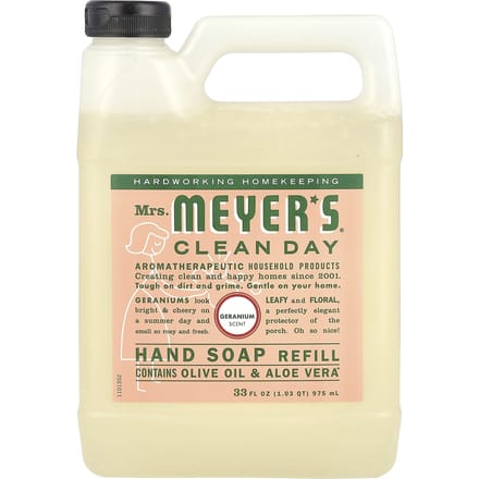 Mrs. Meyers Clean Day, Refill Hand Soap, Geranium, 33 fl oz (975 ml) beige