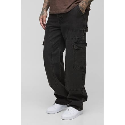 Hoge ontspannen pasvorm Carpenter Cargo Jeans | Washed Black | Size 30