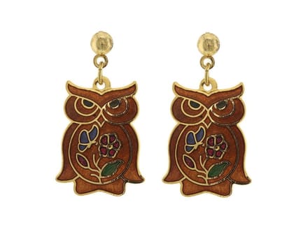 Behave - Oorhangers dames - uilenmotief - bruin - 2,5 cm
