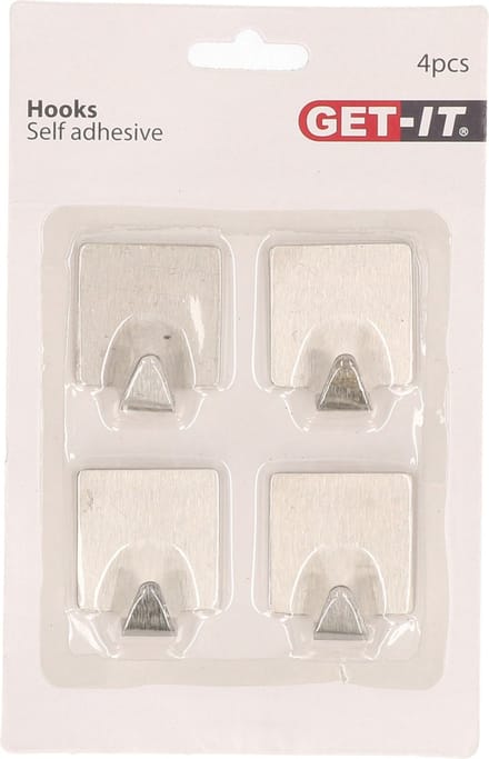 Excellent Houseware ophang haakjes - zelfklevend - 4x stuks - keuken - badkamer - rvs - D3.5 cm