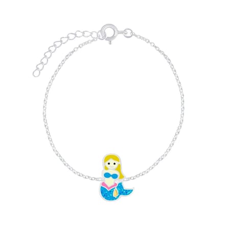 Joy|S - Zilveren zeemeermin armband 14 cm + 3 glitter