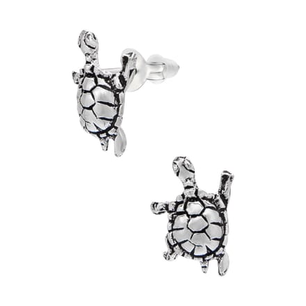 WeLoveSilver kinderoorbellen schildpad - zilver - 6 x 6 mm