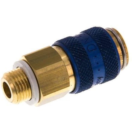 Messing DN 5 Blauw Luchtkoppeling Snelkoppeling G 1/8 inch Buitendraad Double Shut-Off - CLS5-M-B-BLU-SV-018