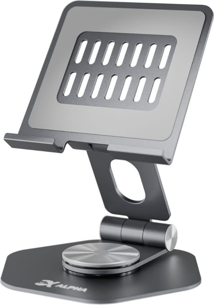 Tablet Standaard Verstelbaar – Aluminium Tablethouder Bureau – Geschikt voor iPad & Tablets t/m 14 Inch – Extra Stabiele Houder – Grijs