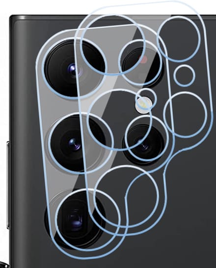 Camera Lens Screenprotector geschikt voor Samsung Galaxy S23 Ultra - 2x Gehard Glas Screen Protector GlassGuard