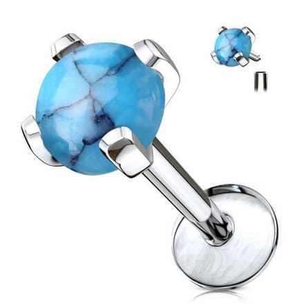 Piercing natuursteen 1.2x6 - Turquoise - LMPiercings