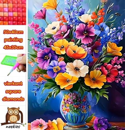 50x40cm Diamond painting bloemen (vierkant) nr 51