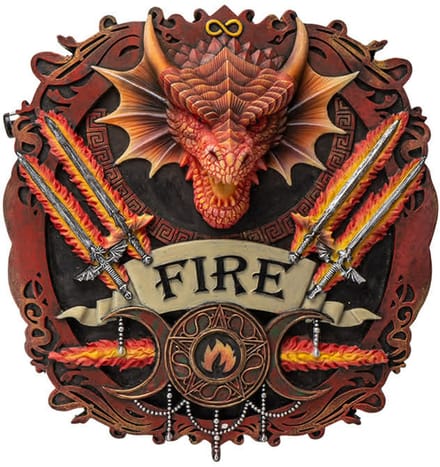 Wall Plaque - Fire Dragon Elemental Magic - 28cm - (AS) Anne Stokes