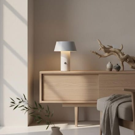 LUSENZ Cadera - Paddenstoel lamp oplaadbaar Wit 20 cm - Draadloze tafellamp - Dimbaar - USB-C - Modern design - 3000K/4500K/6000K