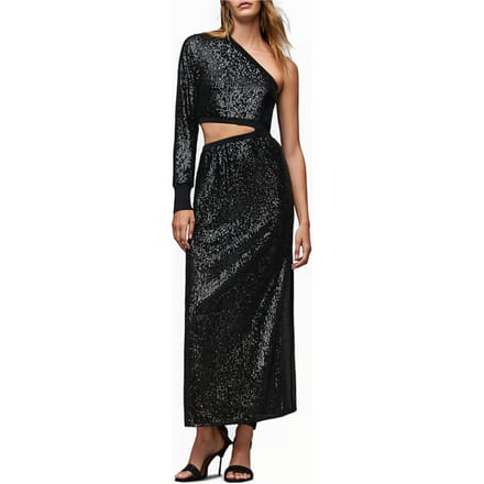 AllSaints Daisy Topaz Dress Black Maat: S | Maxi Jurken Outlet | Dames | Zwart