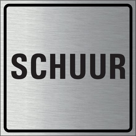 Schuur bordje, geborsteld aluminium 150 x 150 mm