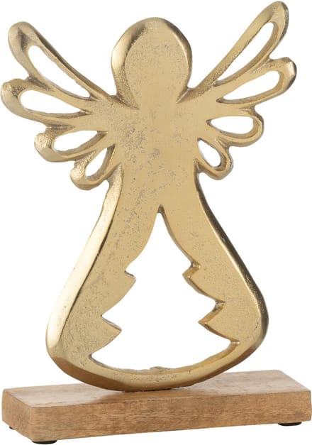 J-Line decoratie Engel Op Voet - aluminium/hout - goud - large