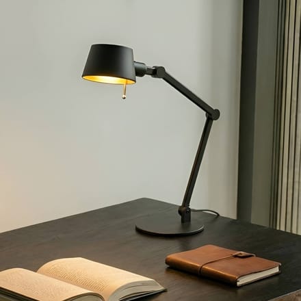 Lucande - bureaulamp - 1licht - metaal - H: 93.5 cm - E27 - zwart, goud