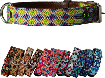 Bohemi Ibiza honden halsband, maat Medium, 34 - 43cm, Leer