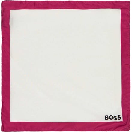 Boss Pocketdoekje met rand (Wit/Fuchsia)