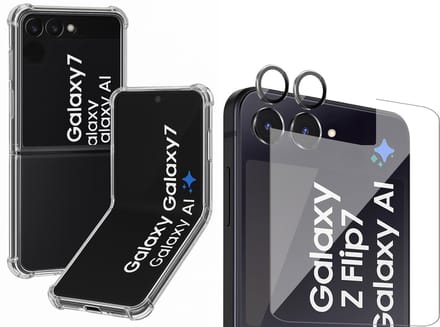 Hoesje geschikt voor Samsung Galaxy Z Flip 7 - Screenprotector Glas & Camera Protector - Shockproof Transparant