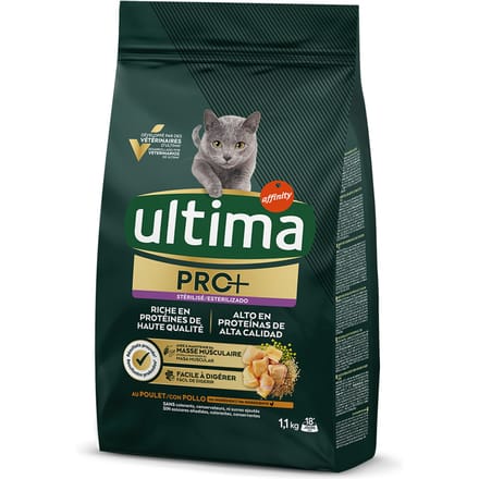 2x 1,1 kg Ultima Cat PRO+ Sterilized zalm kattenvoer droog