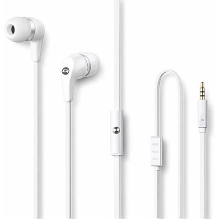 Qoltec-hoofdtelefoon met microfoon |   Wit |   1,2m platte kabel