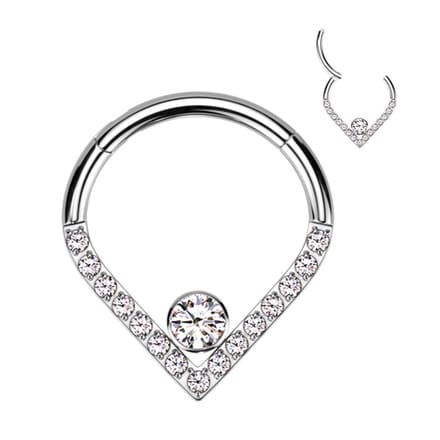 Piercing titanium Chevron style clicker 1.2x10 - zilver - LMPiercings