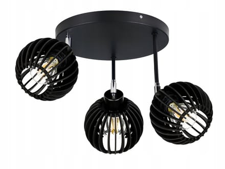 Zwarte Houten Hanglamp Loft E27 3-lichts