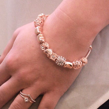 Stralende Charm Armbanden - Roségoud en Kristal