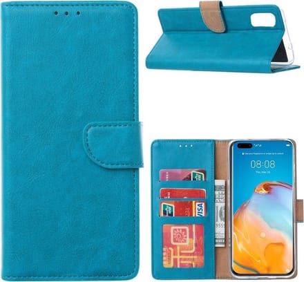 Bookcase Geschikt voor: Huawei P40 - Turquoise - portemonnee hoesje