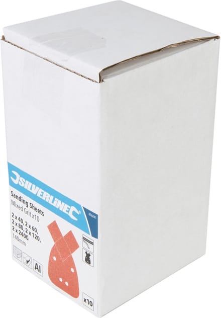 Silverline Set Klittenband Delta Schuurvellen - 140 mm - Diverse Korrelgroottes - Aluminiumoxide - 10 stuks