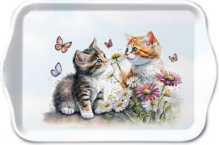 Tray melamine 13x21 cm Kittens in flower field