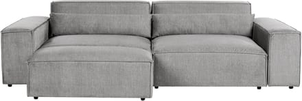 HELLNAR - Tweezitsbank met ottomaan - Grijs - Polyester