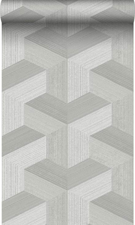 Origin Wallcoverings behang grafisch 3D motief grijs - 53 cm x 10.05 m - 347947